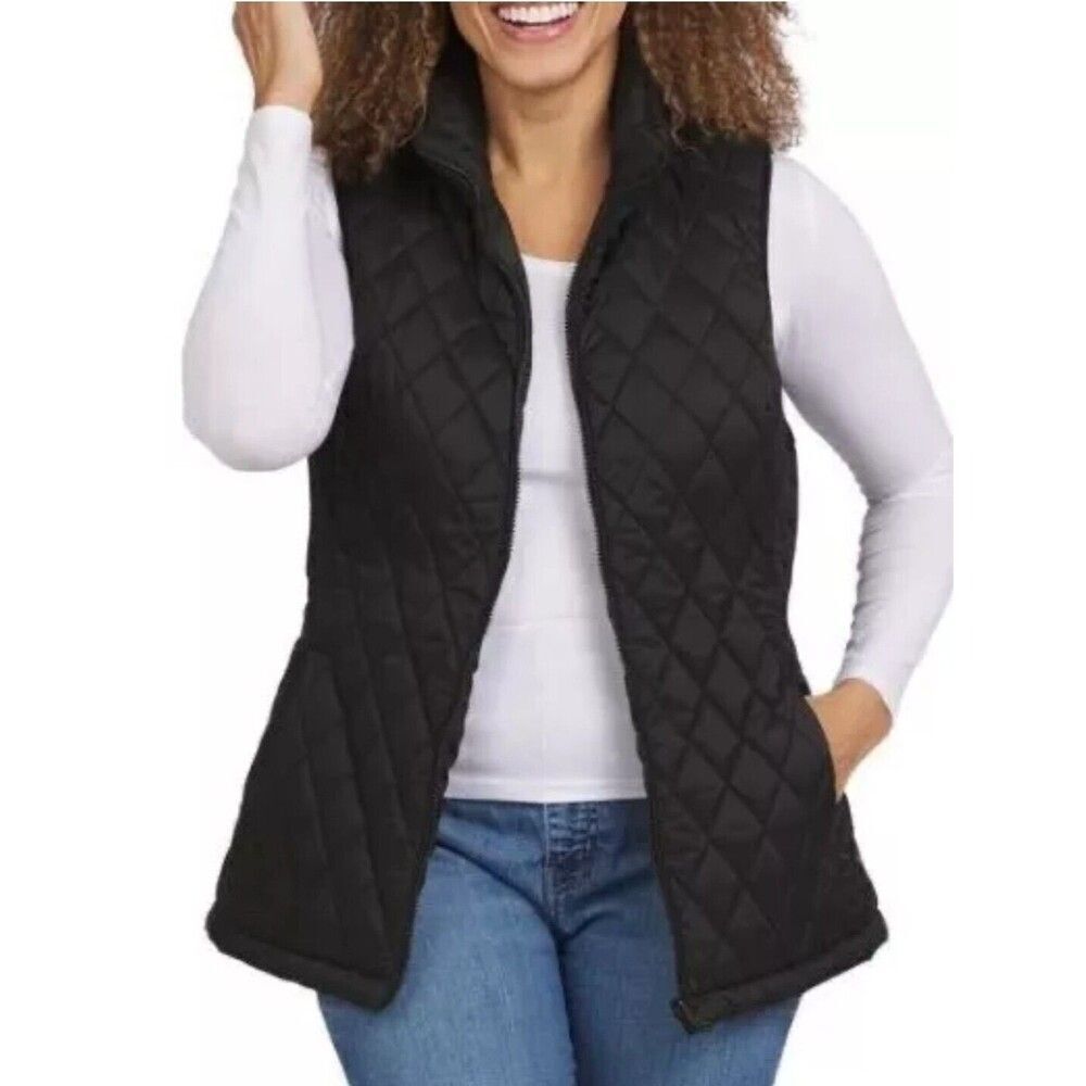 Lands' End Women's M 3-in-1 Systems Jacket w/ Removeable Puffer Vest Black NWT - Picture 3 of 10